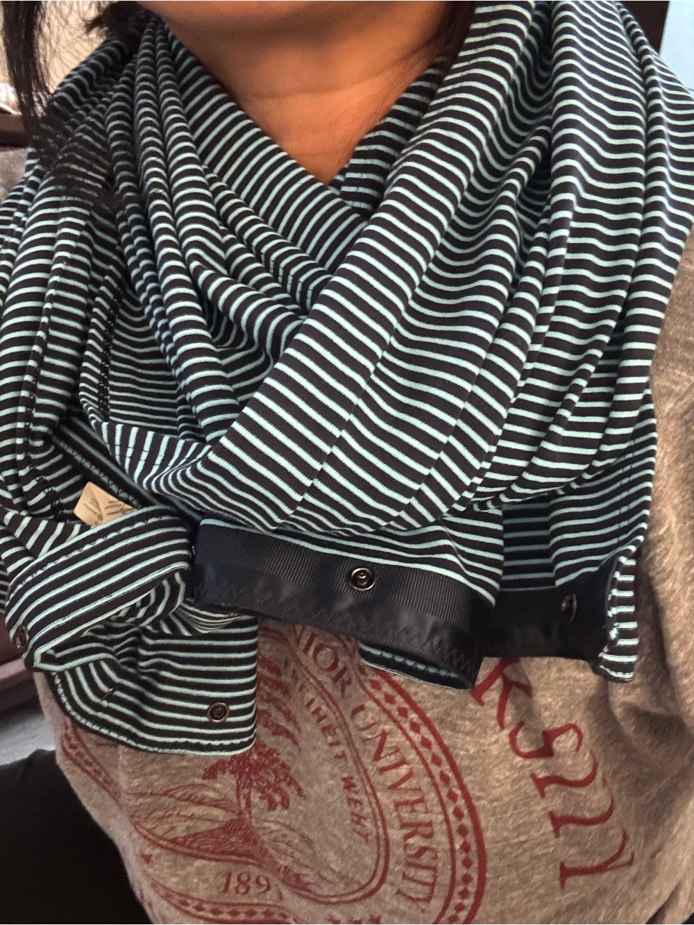 Uniqlo Black and Mint Striped Nursing Scarf (NWT)